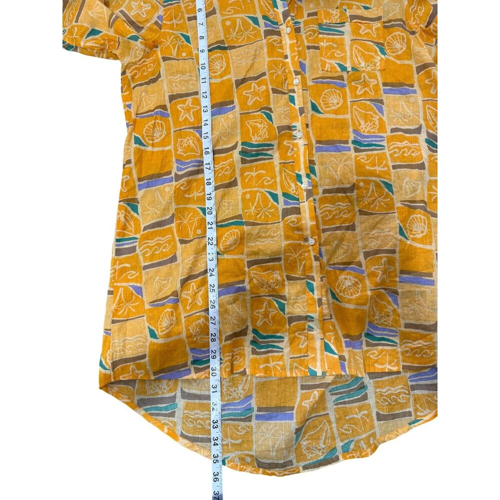 True Destinations Long Sleeve Top Womens Button-Up Shirt Resort Yellow Size L - Picture 5 of 7
